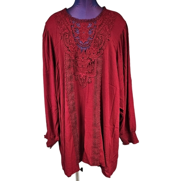 NWT Torrid Crinkle Gauze Crocheted Yoke Blouson Sleeve Top Size 6X Women's‎ Plus - Picture 11 of 11